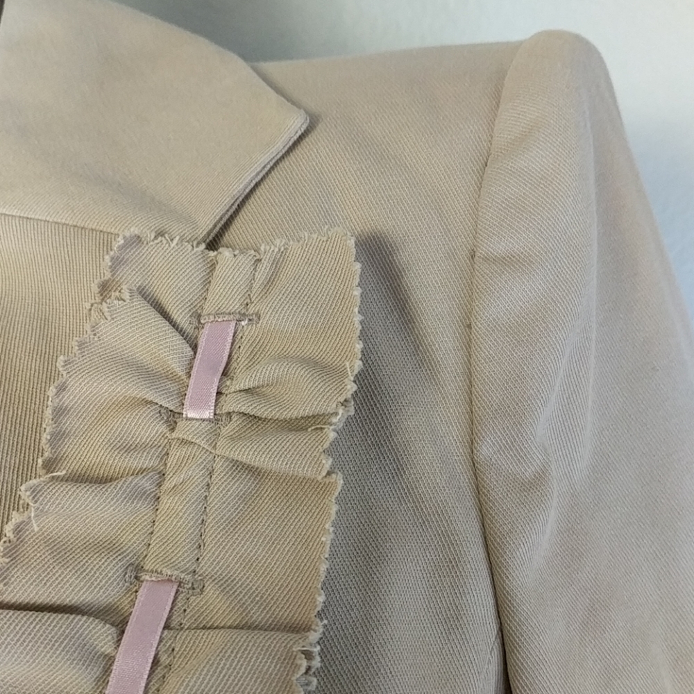 [Emanuel Ungaro] Pink ribbon ruffle trim blazer 36 - Picture 4 of 6